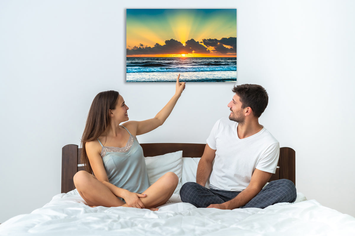 Great Wedding Newlywed Gift - A Perfect Wedding Gift that is both beautiful wall art and a representation that captures the significance and beauty of their wedding day with the Sunrise Image is on the exact day of their wedding.